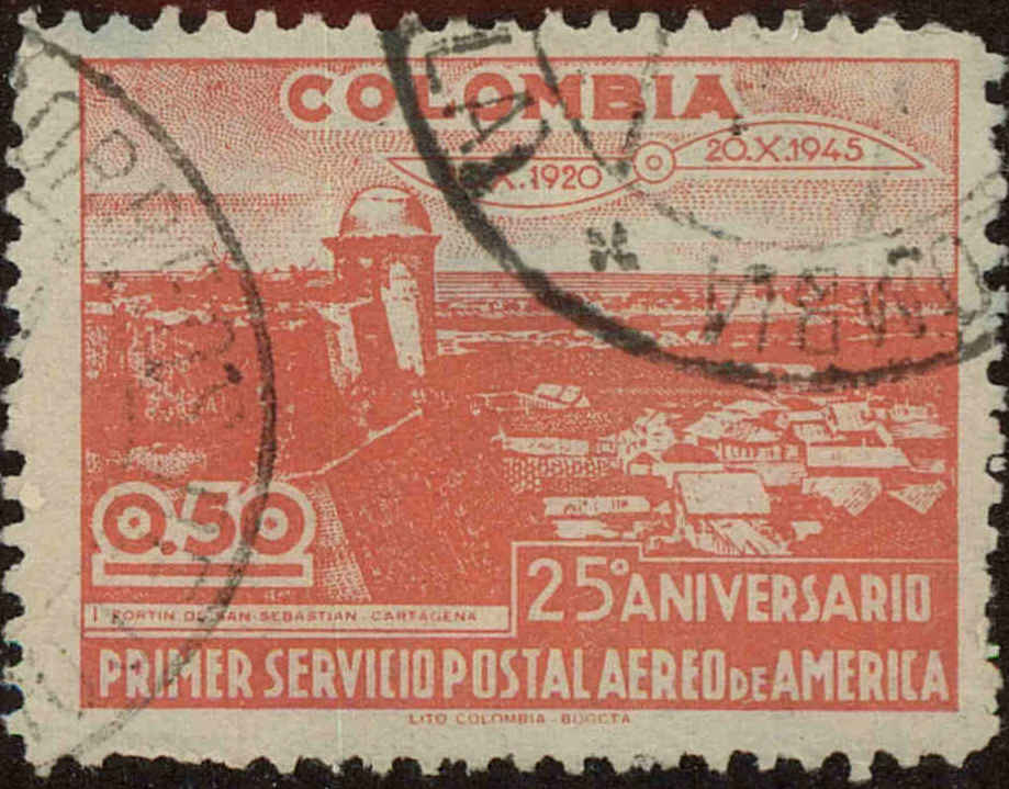Front view of Colombia 526 collectors stamp