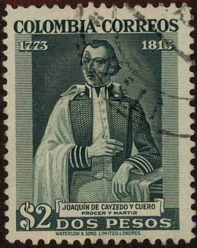Front view of Colombia 542 collectors stamp
