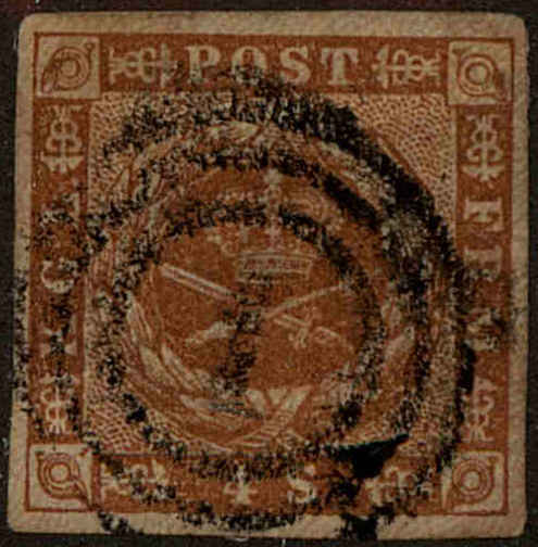 Front view of Denmark 4 collectors stamp
