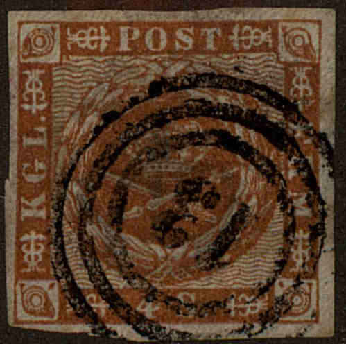Front view of Denmark 7 collectors stamp