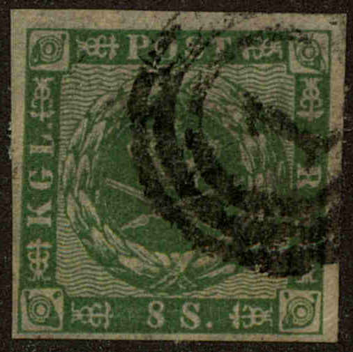 Front view of Denmark 8 collectors stamp