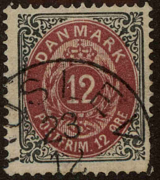 Front view of Denmark 29a collectors stamp