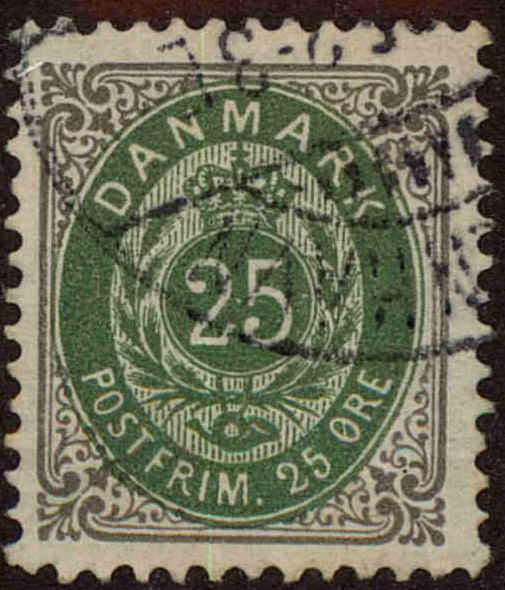 Front view of Denmark 50a collectors stamp