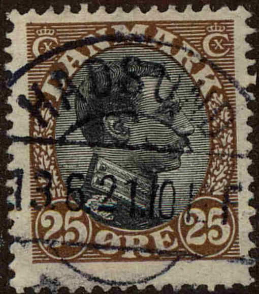 Front view of Denmark 107 collectors stamp