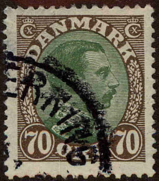 Front view of Denmark 127 collectors stamp