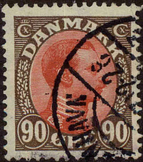 Front view of Denmark 129 collectors stamp