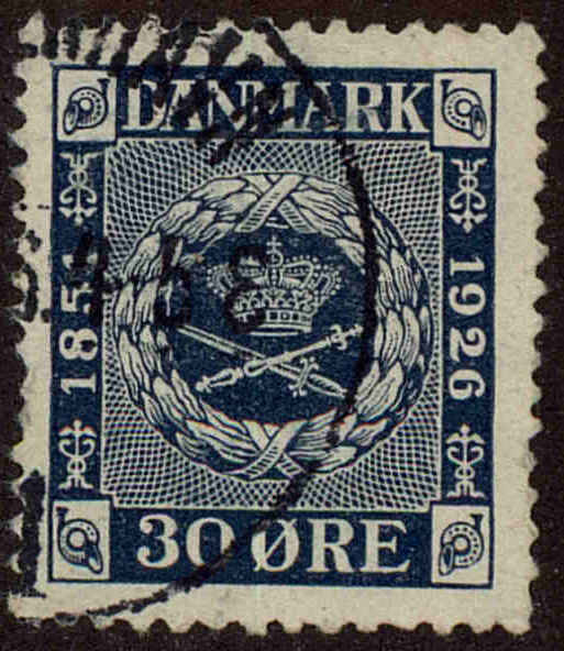 Front view of Denmark 180 collectors stamp