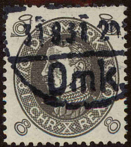 Front view of Denmark 212 collectors stamp