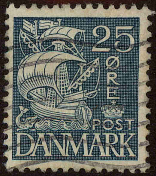 Front view of Denmark 233 collectors stamp