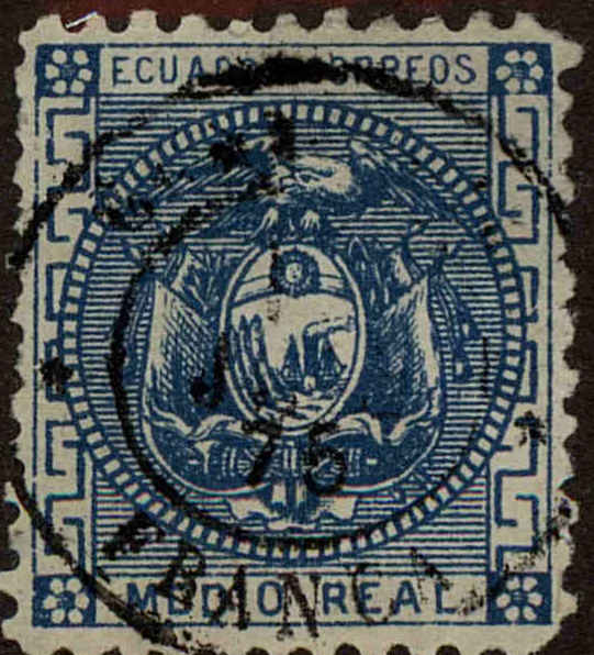 Front view of Ecuador 9 collectors stamp