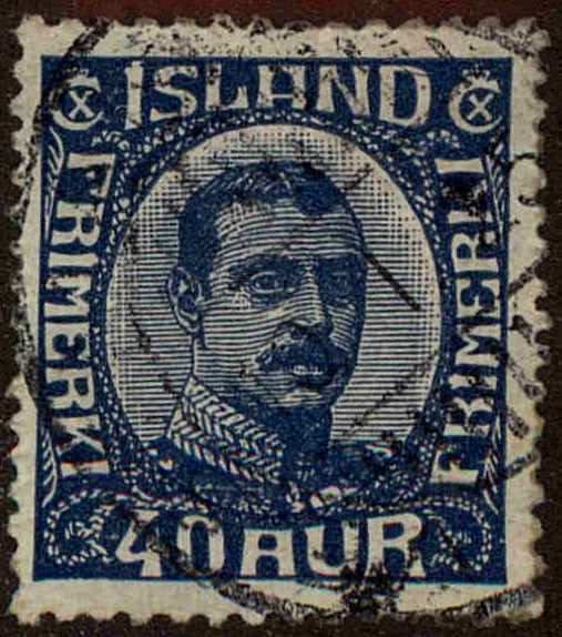 Front view of Iceland 124 collectors stamp