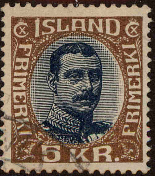 Front view of Iceland 128 collectors stamp