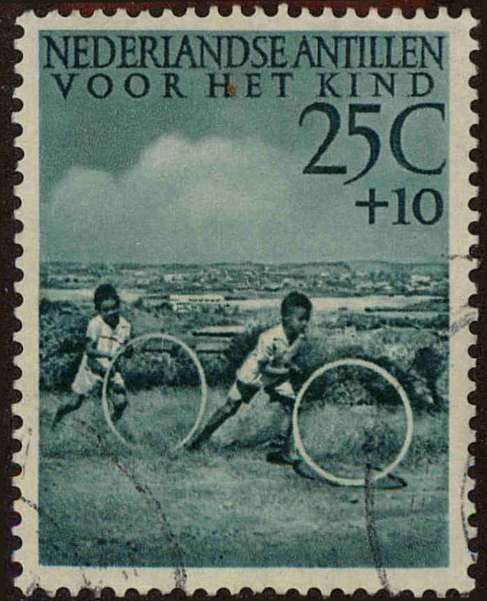 Front view of Netherlands Antilles B14 collectors stamp