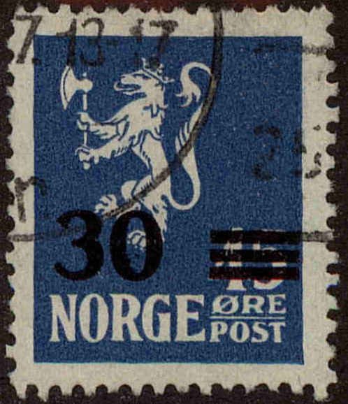 Front view of Norway 129 collectors stamp