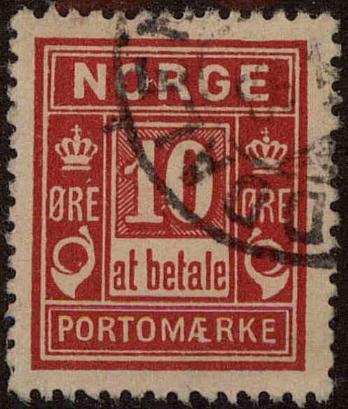 Front view of Norway J3 collectors stamp