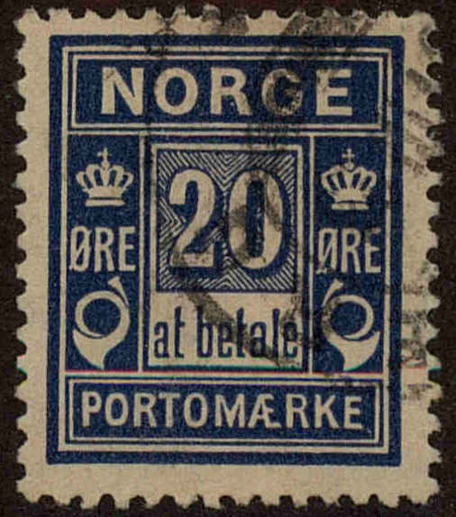 Front view of Norway J5 collectors stamp