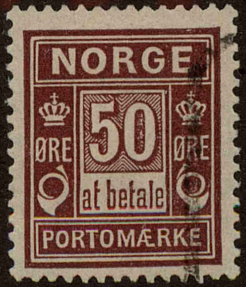 Front view of Norway J6 collectors stamp