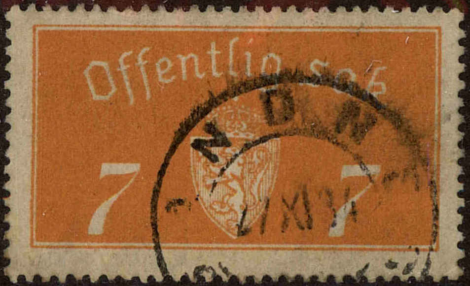 Front view of Norway O11 collectors stamp