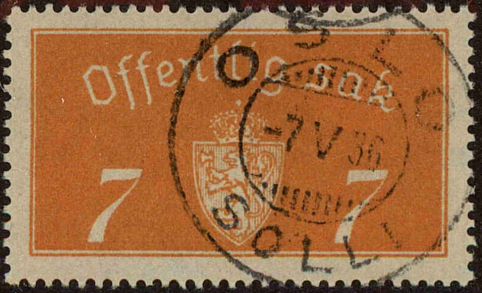 Front view of Norway O11 collectors stamp
