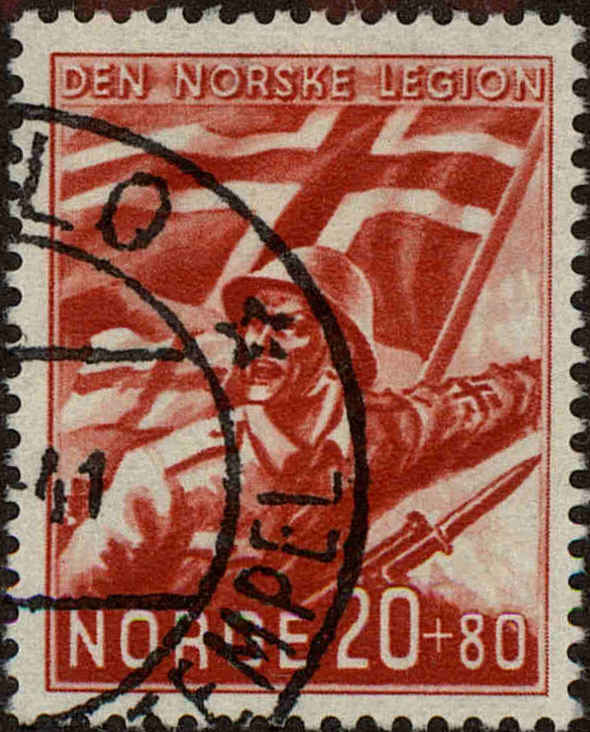 Front view of Norway B24 collectors stamp