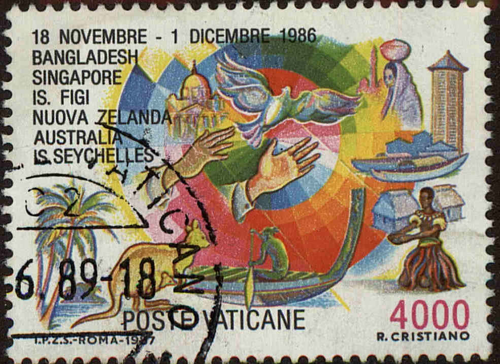 Front view of Vatican City 802 collectors stamp