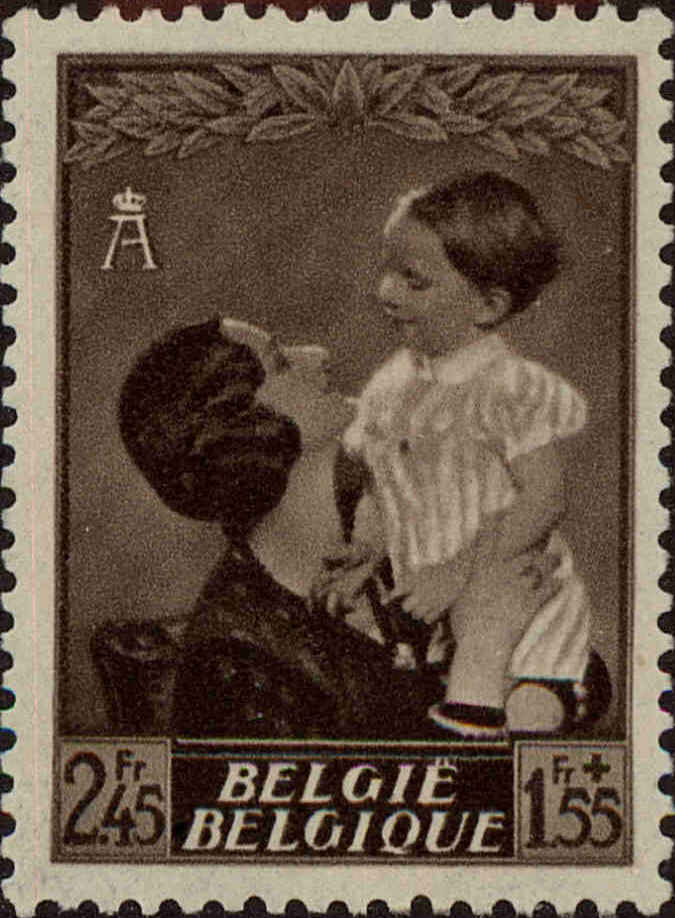 Front view of Belgium B196 collectors stamp