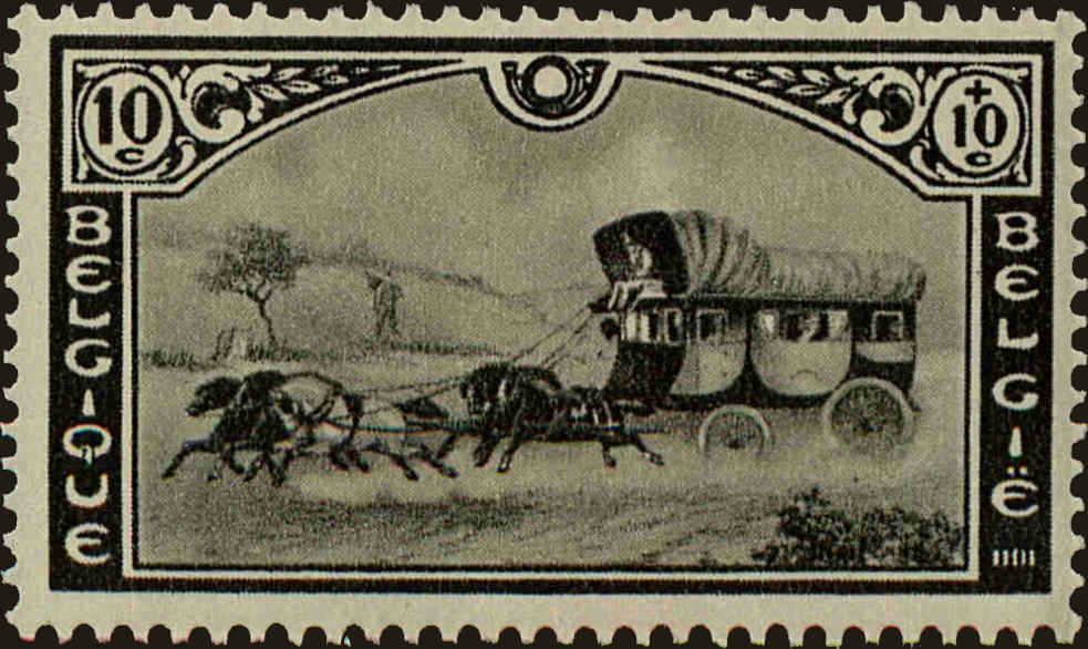 Front view of Belgium B166 collectors stamp