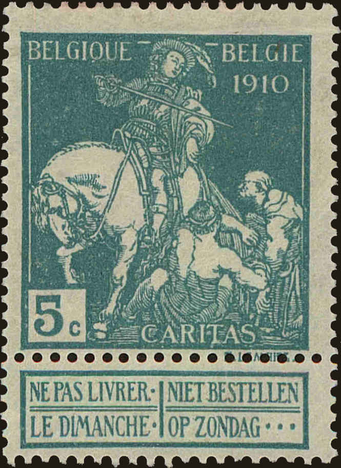 Front view of Belgium B3 collectors stamp