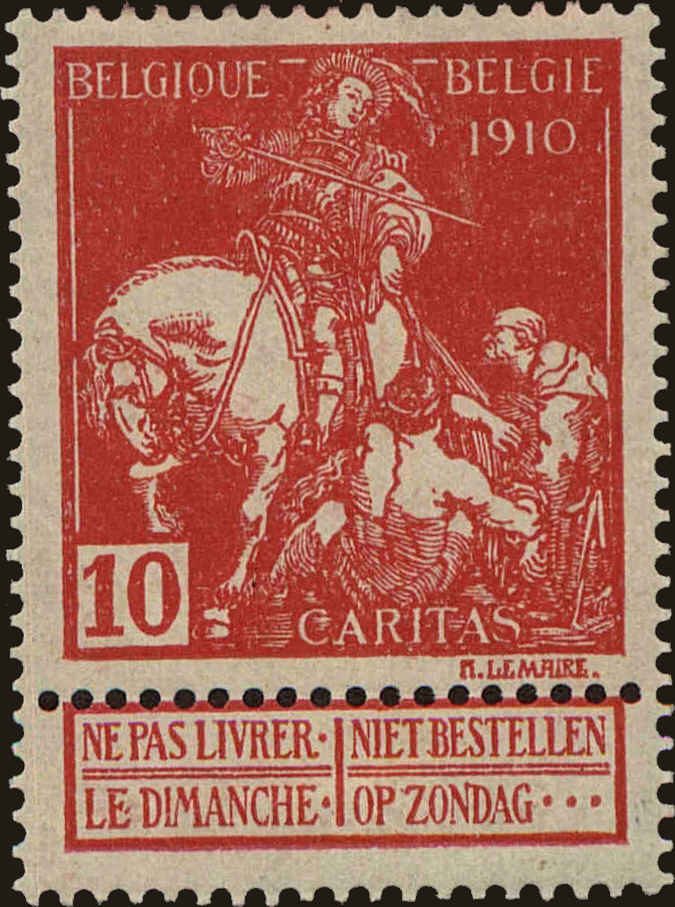 Front view of Belgium B8 collectors stamp