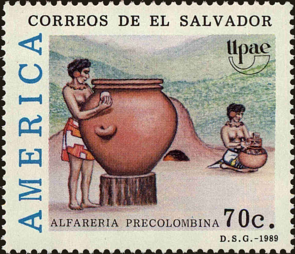 Front view of Salvador, El 1215 collectors stamp