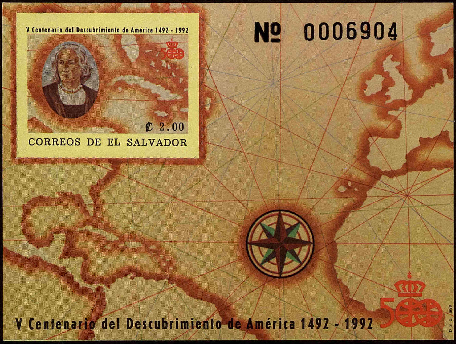 Front view of Salvador, El 1244 collectors stamp