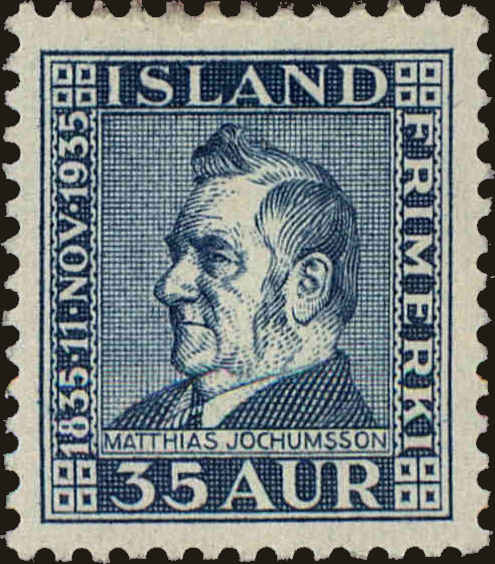 Front view of Iceland 198 collectors stamp