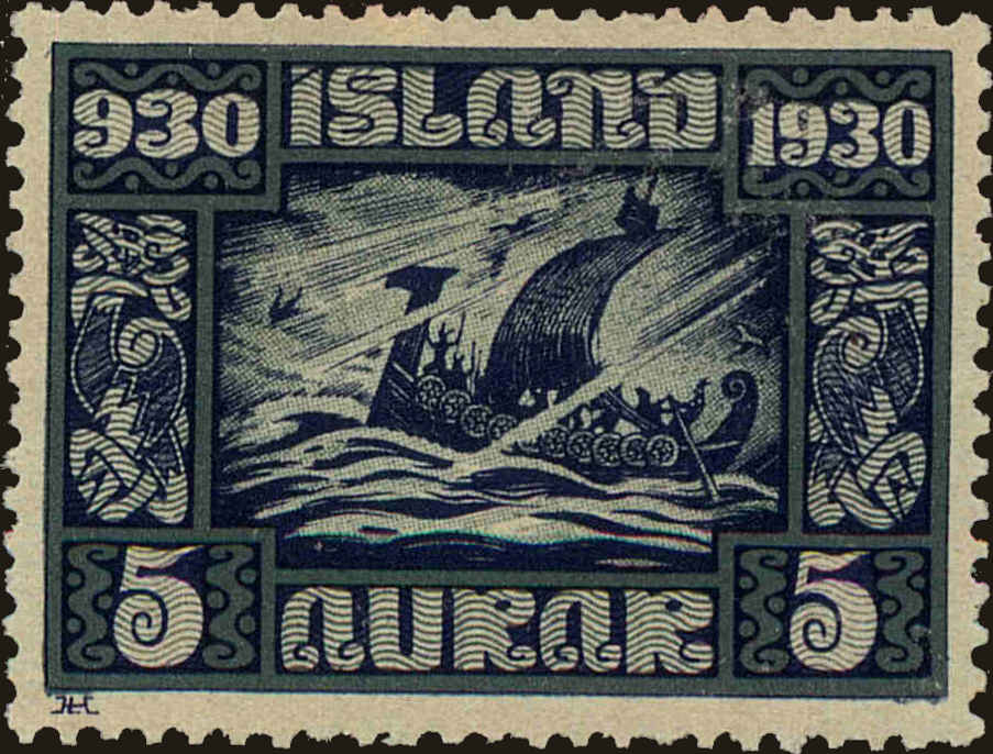 Front view of Iceland 153 collectors stamp