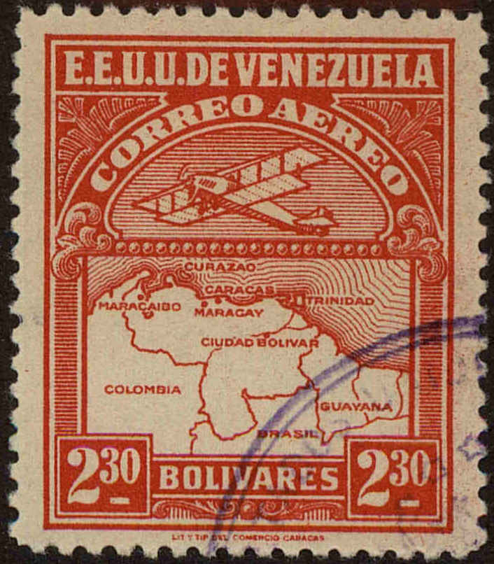 Front view of Venezuela C12 collectors stamp