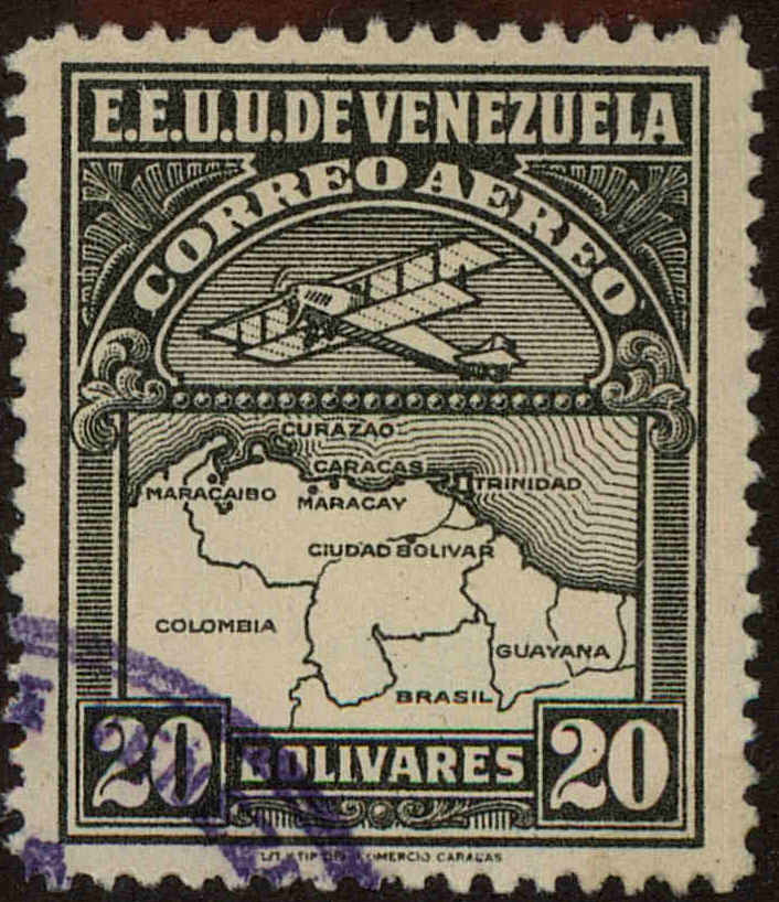 Front view of Venezuela C16 collectors stamp