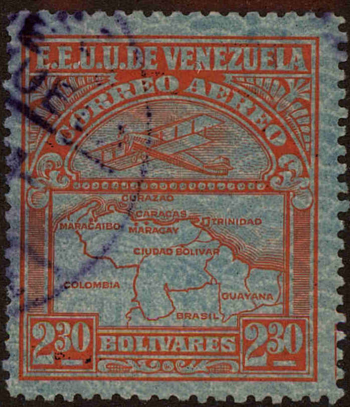 Front view of Venezuela C32 collectors stamp