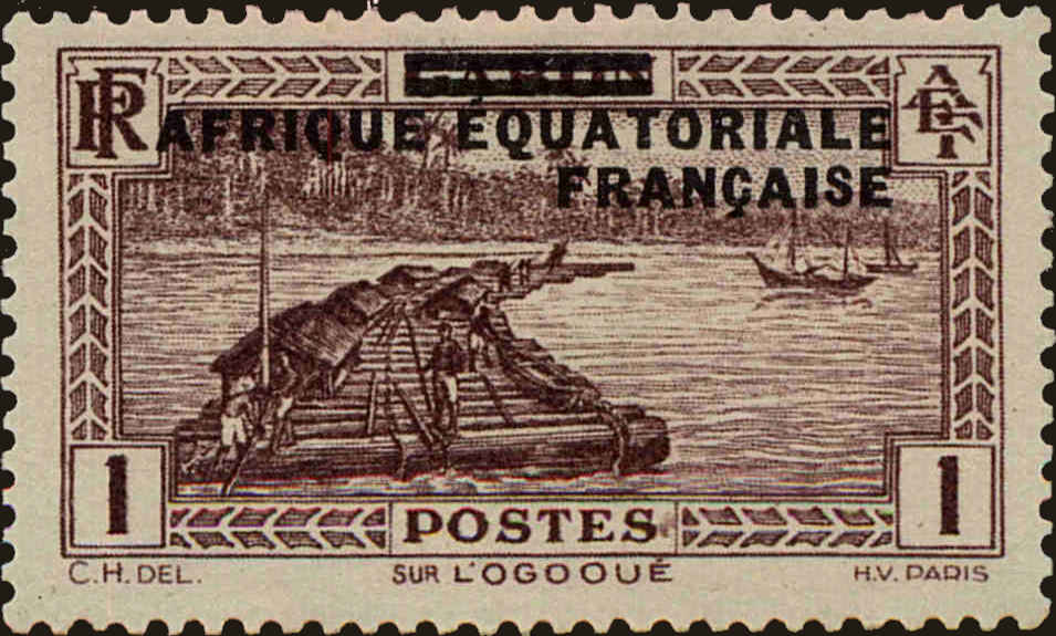 Front view of French Equatorial Africa 1 collectors stamp
