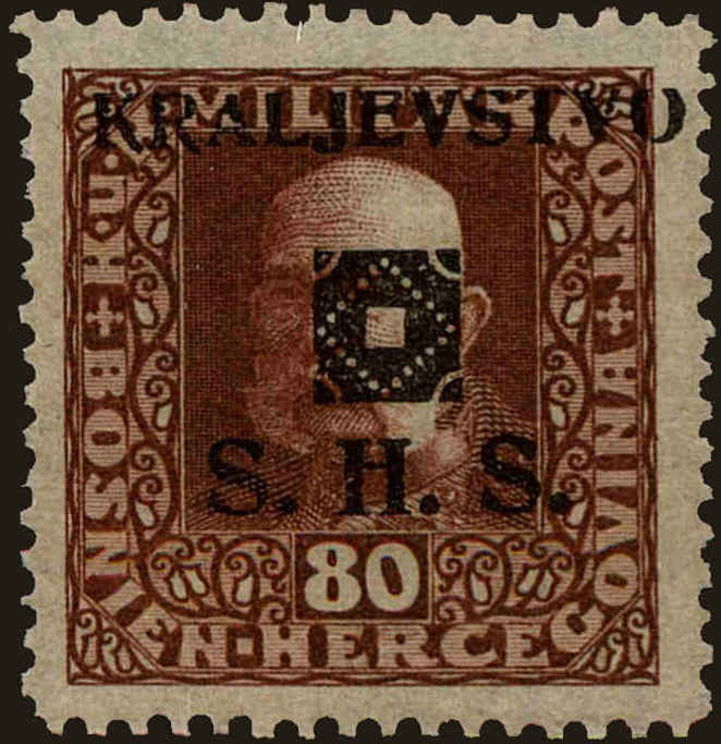 Front view of Kingdom of Yugoslavia 1L36 collectors stamp