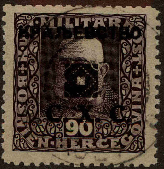 Front view of Kingdom of Yugoslavia 1L37a collectors stamp