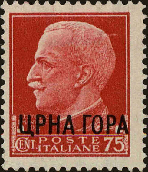 Front view of Montenegro 2N22 collectors stamp