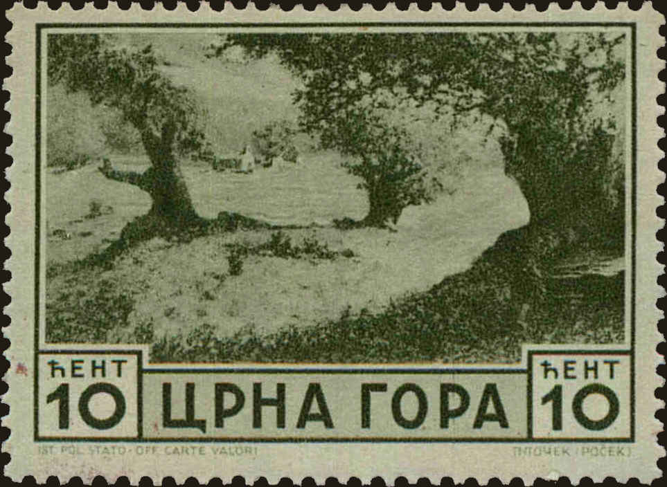Front view of Montenegro 2N34 collectors stamp