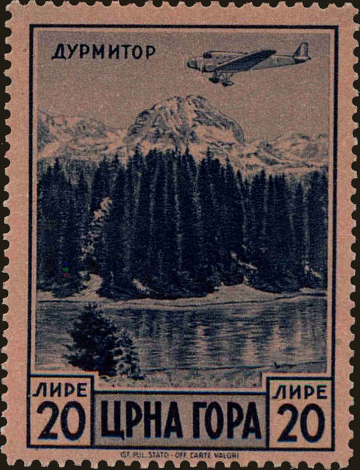 Front view of Montenegro 2NC23 collectors stamp