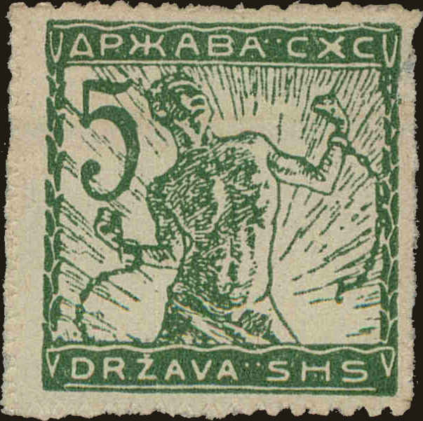 Front view of Kingdom of Yugoslavia 3L2 collectors stamp