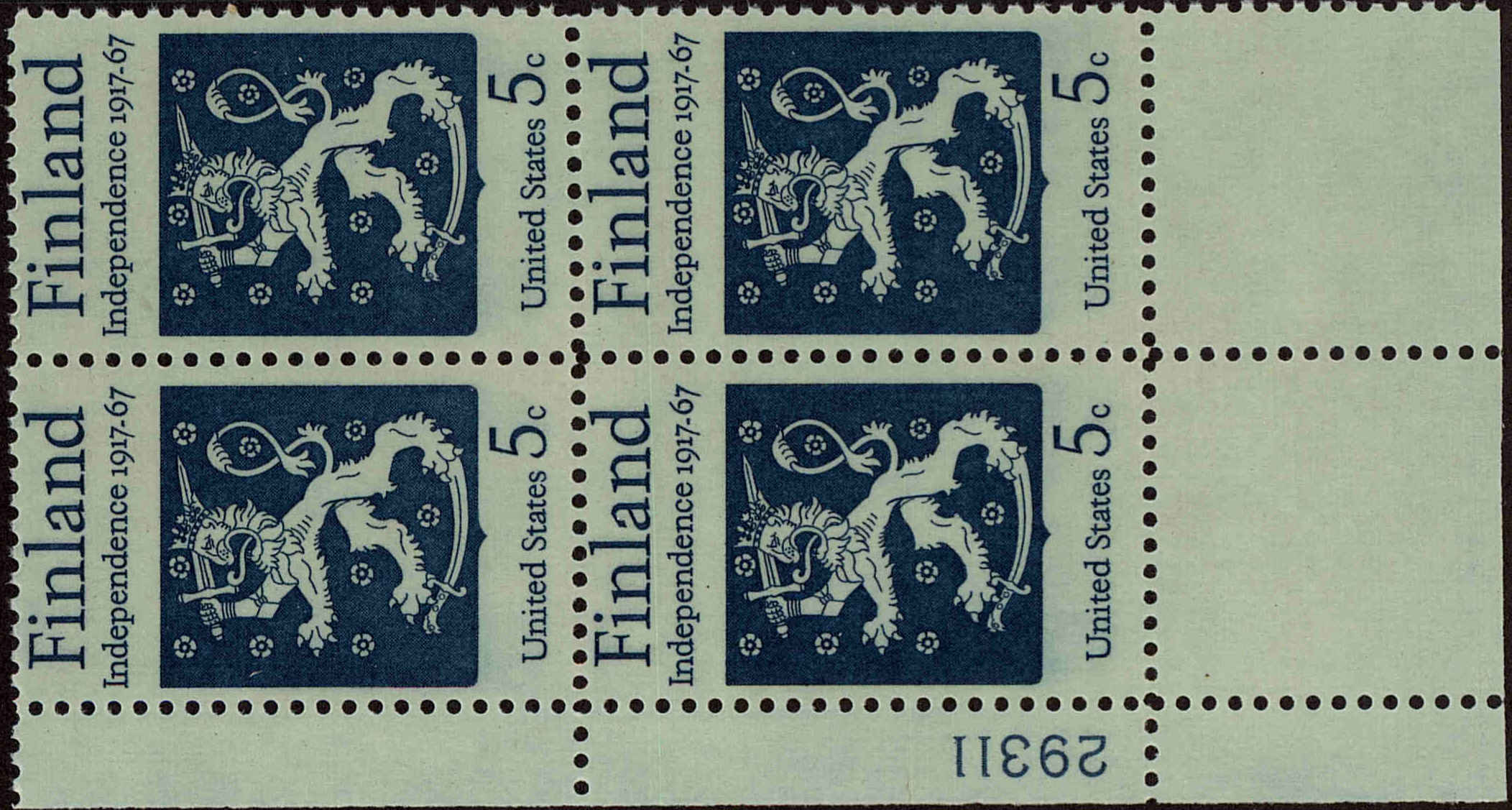 Front view of United States 1334 collectors stamp