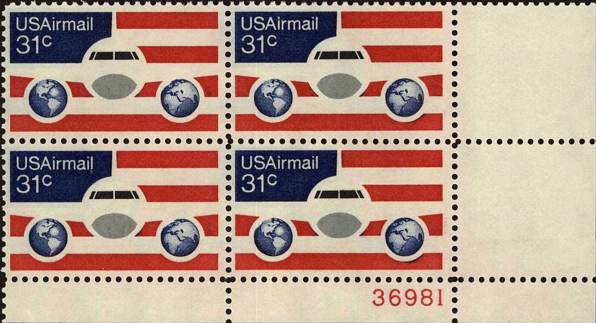 Front view of United States C90 collectors stamp