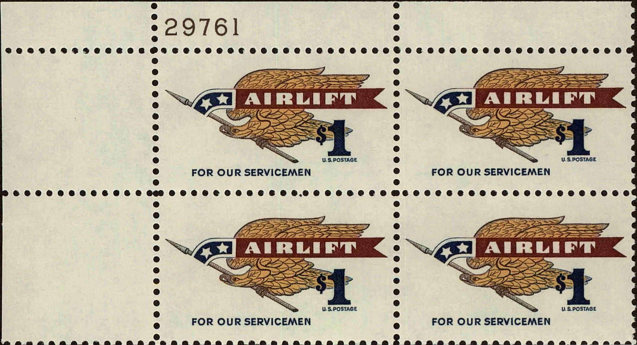 Front view of United States 1341 collectors stamp