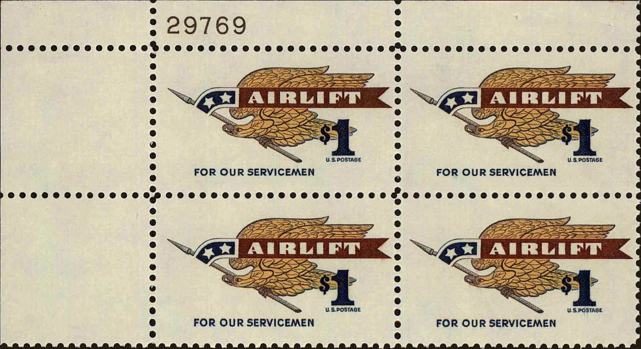 Front view of United States 1341 collectors stamp