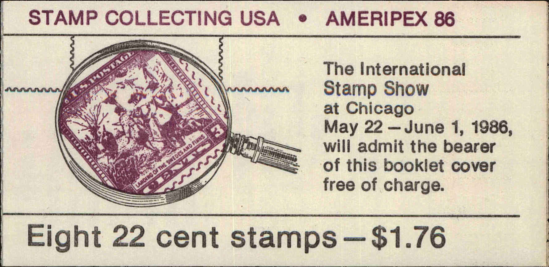 Front view of United States BK153 collectors stamp