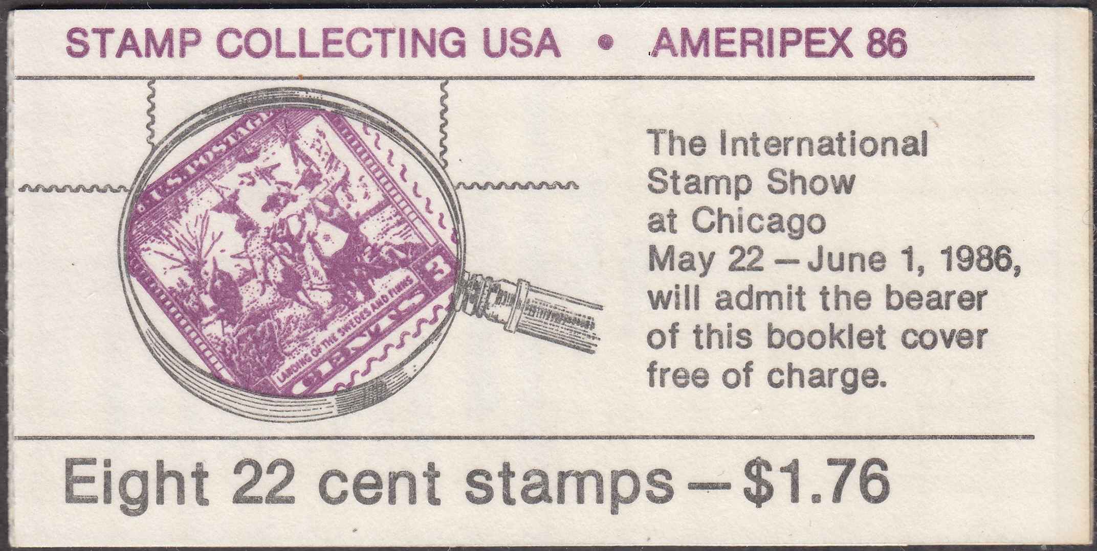 Front view of United States BK153 collectors stamp