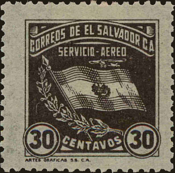 Front view of Salvador, El C46 collectors stamp